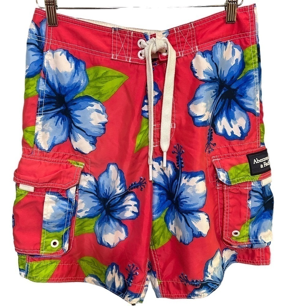 Abercrombie & Fitch‎ Swim Bathing Suit Shorts Floral Cargo Pockets Men's Small